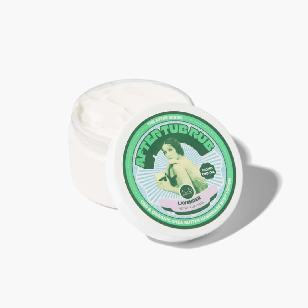 Tub Therapy After Tub Rub CBD and Organic Shea Butter Handmade Body Lotion in Lavender