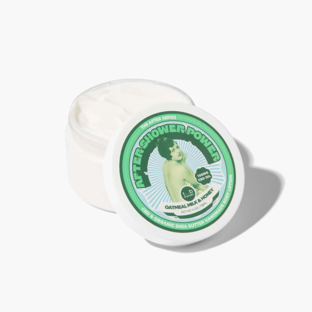 Tub Therapy After Shower Power CBD and Organic Shea Butter Handmade Body Lotion in Oatmeal Milk & Honey