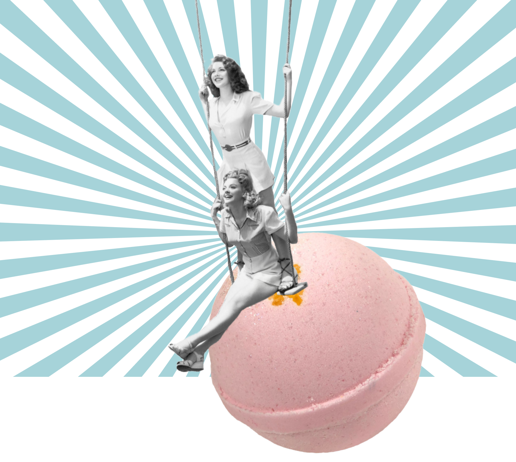 Two ladies on a bath bomb swing