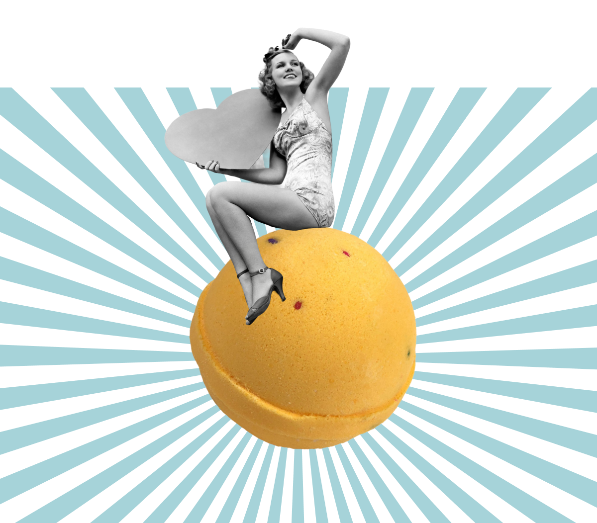 Lady sitting on a bath bomb