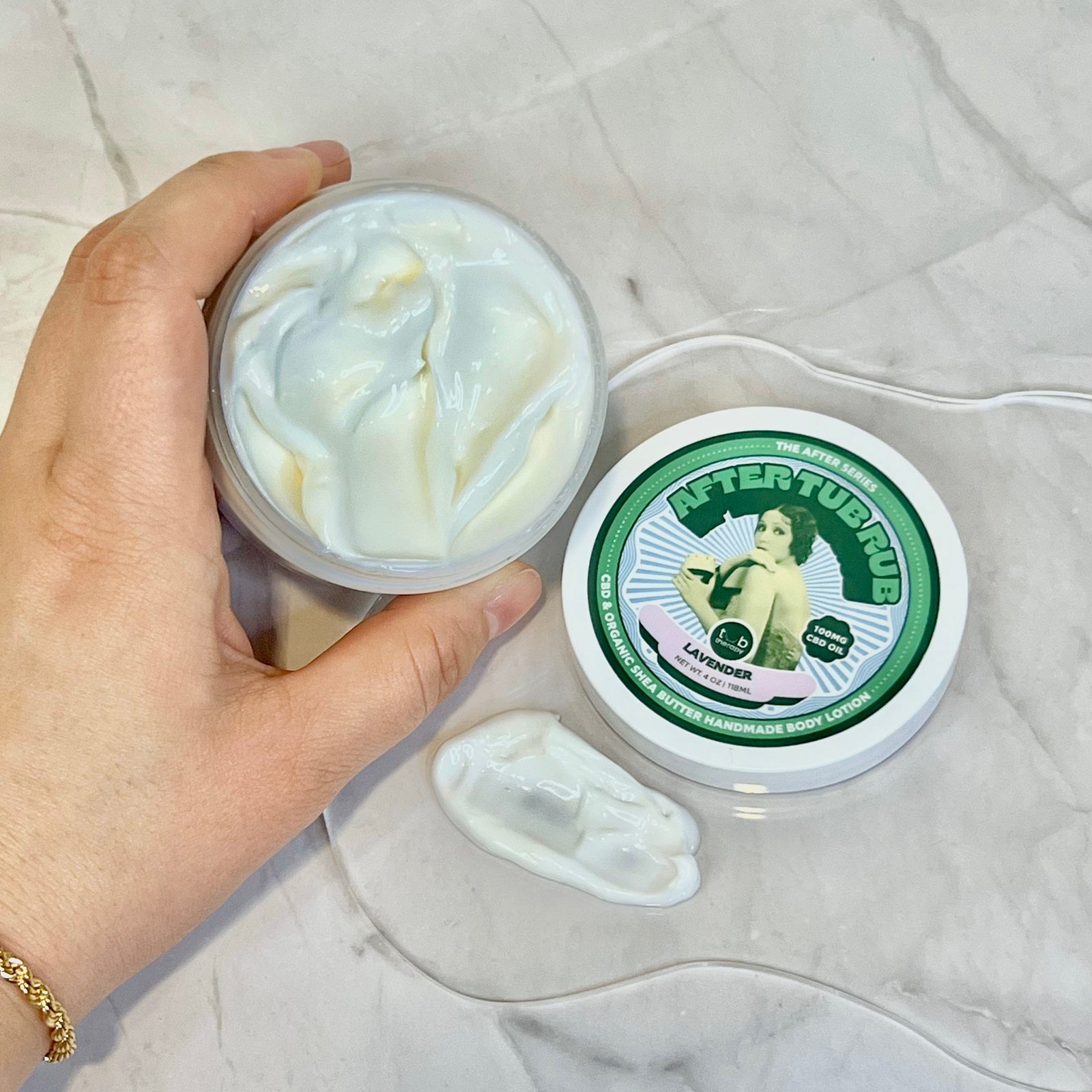 Tub Therapy After Tub Rub CBD and Organic Shea Butter Handmade Body Lotion in Lavender